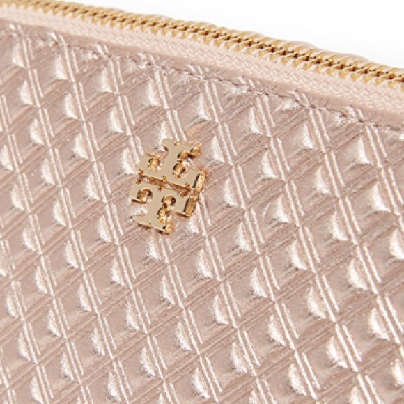 tory burch // rose gold metallic cosmetic pouch - Picture 3 of 6
